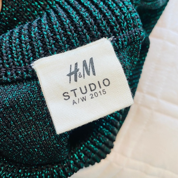 H&M Studio A/W 2015 Exclusive Collection Green Metallic Ribbed Sweater Size - Picture 12 of 14